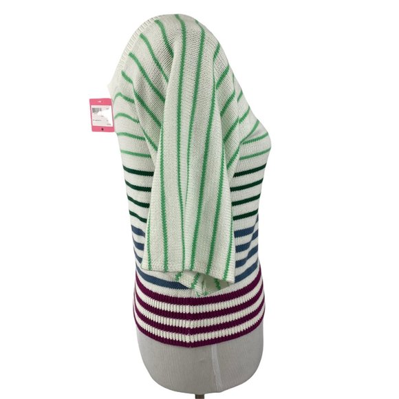 NWT KATE SPADE NEW YORK White Multicolor Striped Square Neckline Sweater Medium - Picture 3 of 9